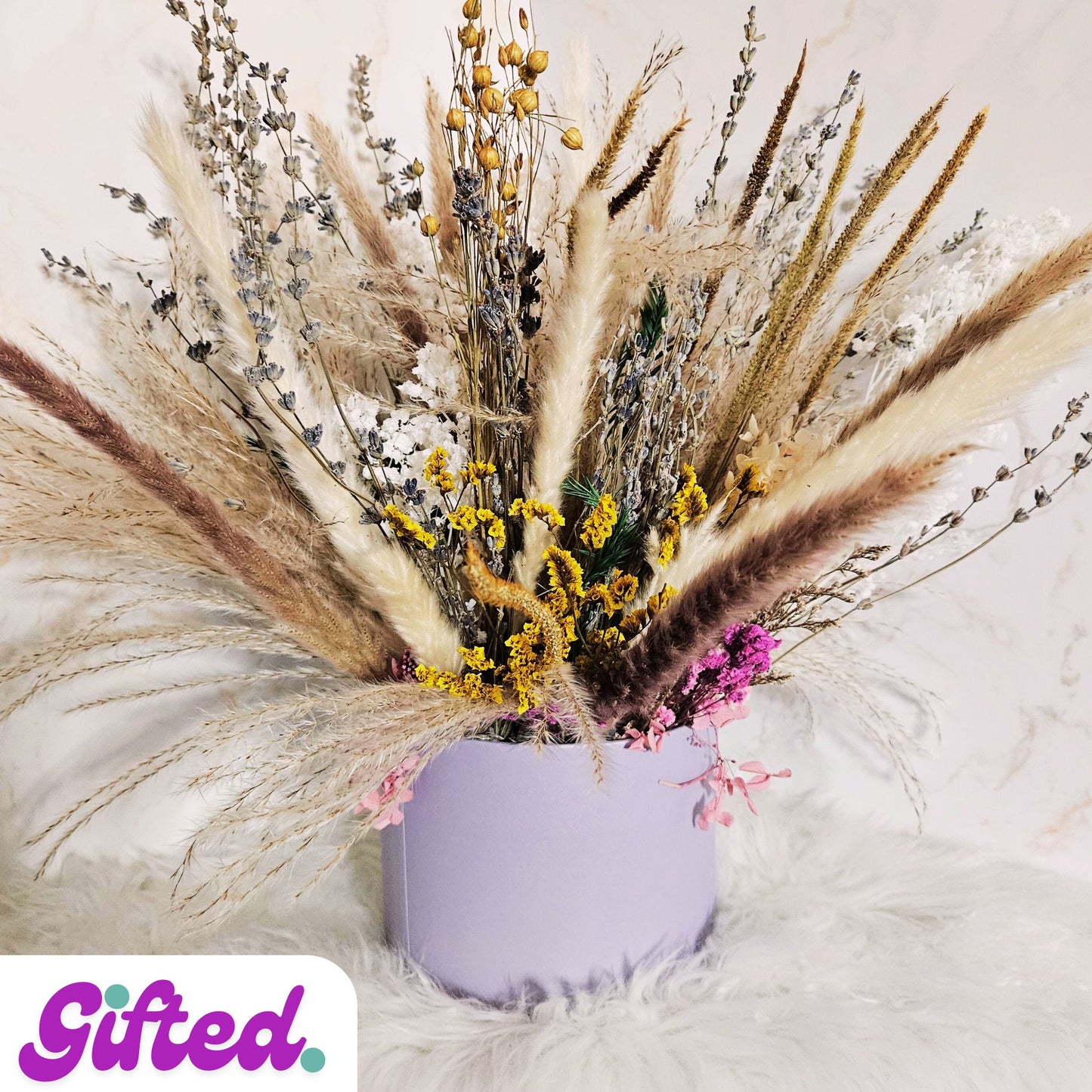 Large Dried Flower Hat Box Bouquet