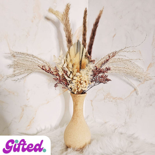 Dried Flower Mini Bouquet in Wooden Vase
